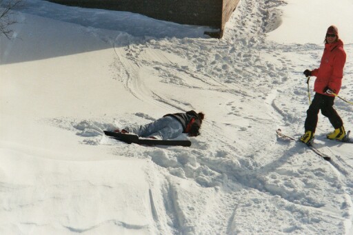 a skier who shall not be named, horizontal