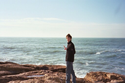 Antoine in front of the sea at the Sables d'Olonne